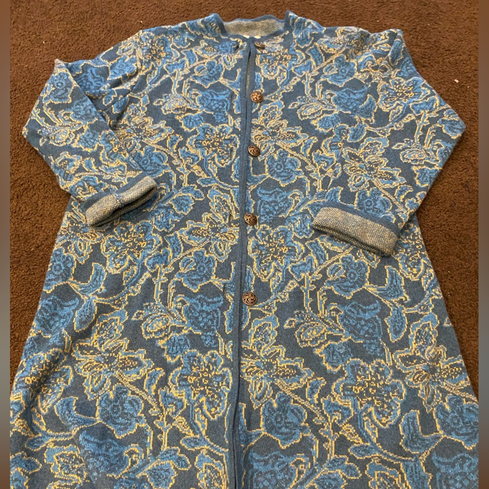 Sundance Blue and Yellow Floral Long Sweater